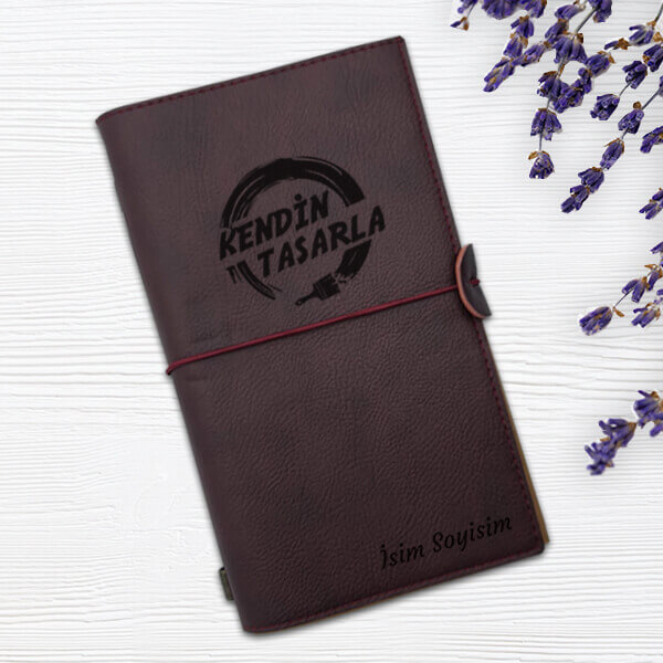 Kişiye Özel Bordo Deri Defter